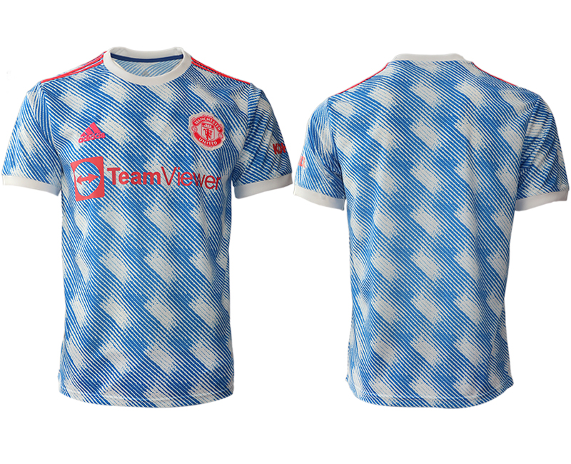 Men 2021-2022 Club Manchester United away aaa version blue blank Soccer Jersey->manchester united jersey->Soccer Club Jersey